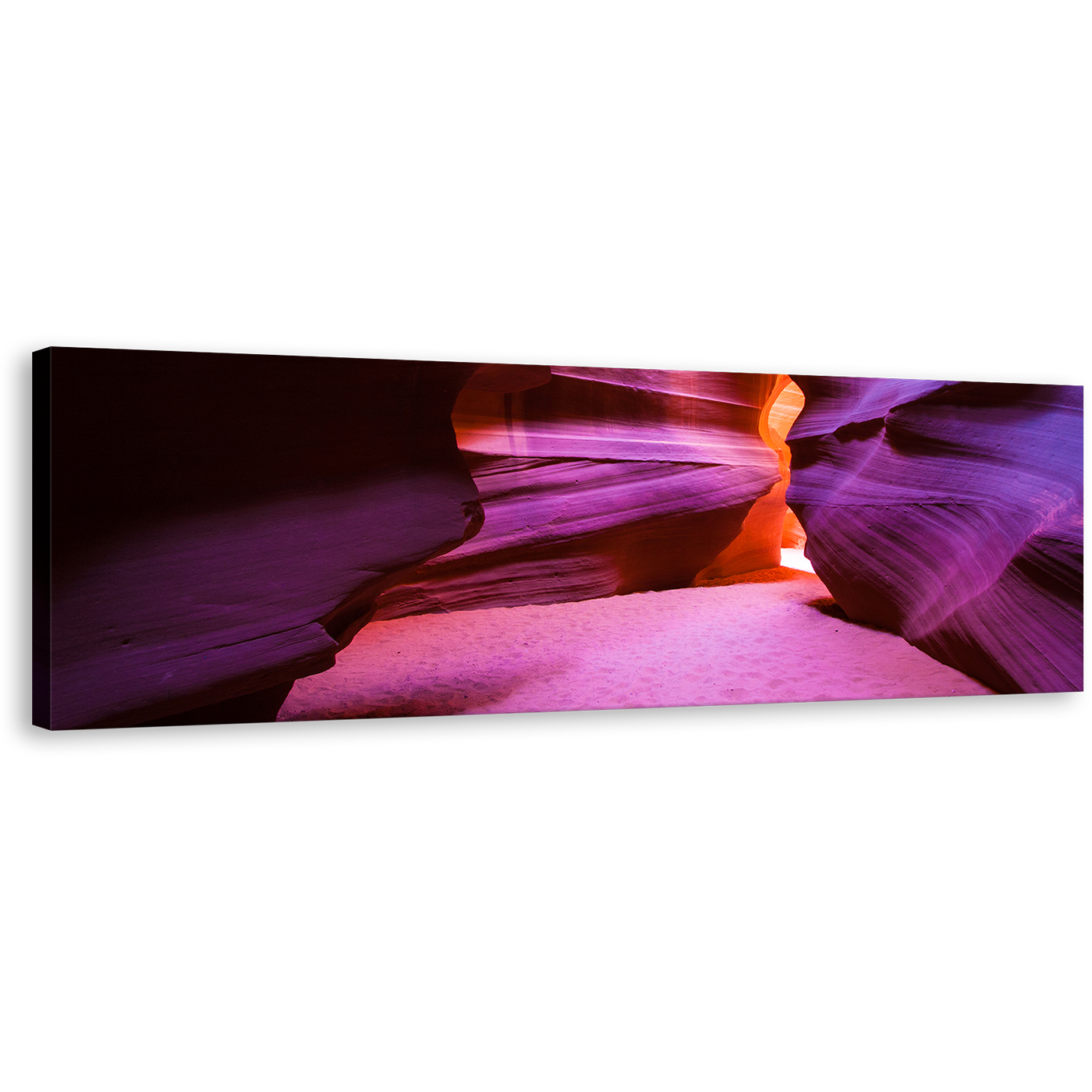 Antelope Canyon Wall Art, Orange Cave Light Canvas Print, Purple Arizona Desert Panoramic Canvas Art