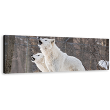 Load image into Gallery viewer, Arctic Wolves Canvas Wall Art, Wolf in Brown Nature 1 Piece Canvas Print, White Wolves Wildlife Canvas Artwork
