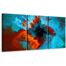 Load image into Gallery viewer, Artistic Abstract Canvas Wall Art, Abstract Fractal 3 Piece Canvas Set, Blue Brown Abstract Digital Artwork Canvas Print
