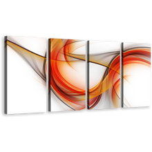 Load image into Gallery viewer, Artistic Abstract Canvas Wall Art, Orange Red Fractal Waves Design 4 Piece Canvas Print, Graphic Abstract Multi Canvas Artwork
