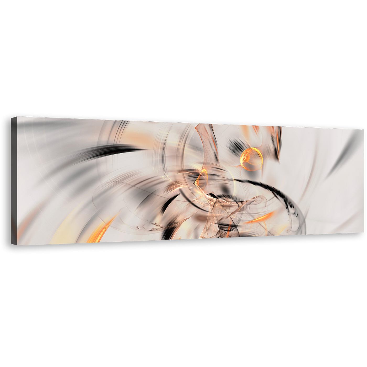 Artistic-Abstract-Canvas-Wall-Art-White-Orange-Abstract-Graphic-Element-1-Piece-Canvas-Print-Abstract-Fractal-Wide-Canvas