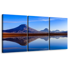 Load image into Gallery viewer, Atacama Lake Canvas Print, Blue Lejia Lake Triptych Canvas Wall Art, Brown Chile Atacama Desert 3 Piece Canvas Set
