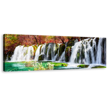 Load image into Gallery viewer, Autumn Forest Canvas Wall Art, Colorful Jiuzhaigou Nature Waterfall 1 Piece Canvas Artwork, Azure Lake Waterfall Canvas Print
