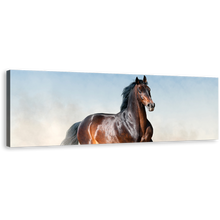 Load image into Gallery viewer, Bay Stallion Canvas Wall Art, Brown Horse Portrait 1 Piece Canvas Print, Horse White Desert Canvas Artwork
