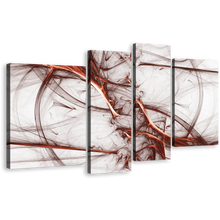 Load image into Gallery viewer, Beautiful Abstract Canvas Wall Art, Contemporary White Abstract Fractal 4 Piece Multiple Canvas, Brown Abstract Canvas Print
