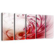 Load image into Gallery viewer, Beautiful Abstract Canvas Wall Art, White Modern Abstract Canvas Print, Red  Fractal Abstract Flower 5 Piece Multi Canvas
