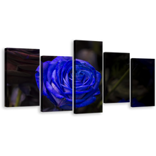 Load image into Gallery viewer, Beautiful Floral Canvas Print, Rose Flower 5 Piece Canvas Wall Art, Isolated Blue Rose Multiple Canvas
