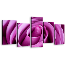 Load image into Gallery viewer, Beautiful Floral Canvas Wall Art, Abstract Flowers Canvas Print, Purple Rose 5 Piece Multiple Canvas
