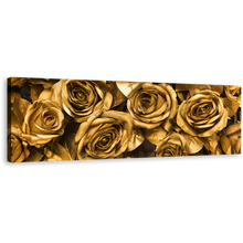 Load image into Gallery viewer, Beautiful Floral Canvas Wall Art, Golden Rose 1 Piece Canvas Print, Yellow Roses Close Up Canvas Artwork
