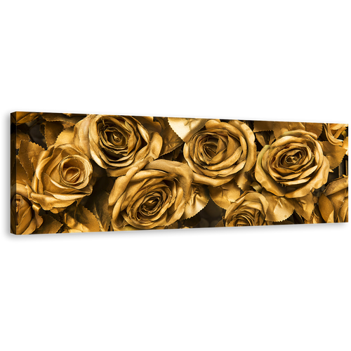 Beautiful Floral Canvas Wall Art, Golden Rose 1 Piece Canvas Print, Yellow Roses Close Up Canvas Artwork