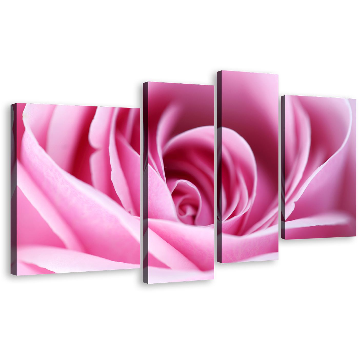 Beautiful Floral Wall Art, Abstract Flowers 4 Piece Canvas Print, Close Up Purple Rose Multiple Canvas