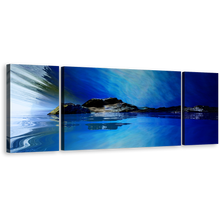 Load image into Gallery viewer, Beautiful Mountain Canvas Wall Art, Calm Dark Blue Ocean Landscape 3 Piece Canvas Multi-panel Print
