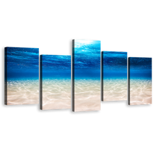 Load image into Gallery viewer, Beautiful Ocean Canvas Wall Art, White Blue Ocean Deep 5 Piece Canvas Print, Underwater Ocean Multi Canvas Artwork
