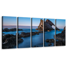 Load image into Gallery viewer, Beautiful Seascape Canvas Wall Art, Blue Sky Ocean Rocks 5 Piece Canvas Print, Brown Bow Fiddle Multi Canvas Artwork
