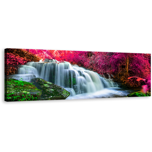 Beautiful Waterfall Canvas Wall Art, Colorful Forest Waterfall 1 Piece Canvas Print, Amazing Nature Scenery Canvas Artwork