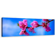 Load image into Gallery viewer, Blossoming Branch Canvas Wall Art, Pink Flowers 1 Piece Canvas Artwork, Beautiful Blue Sky Floral Canvas Print
