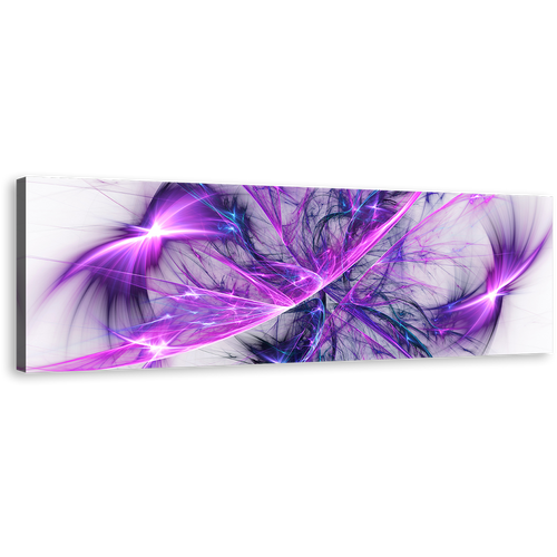 Bright Abstract Canvas Print, Purple Blue 3D Modern Abstract Canvas Wall Art, Elegant Abstract Glow Panoramic Canvas Artwork