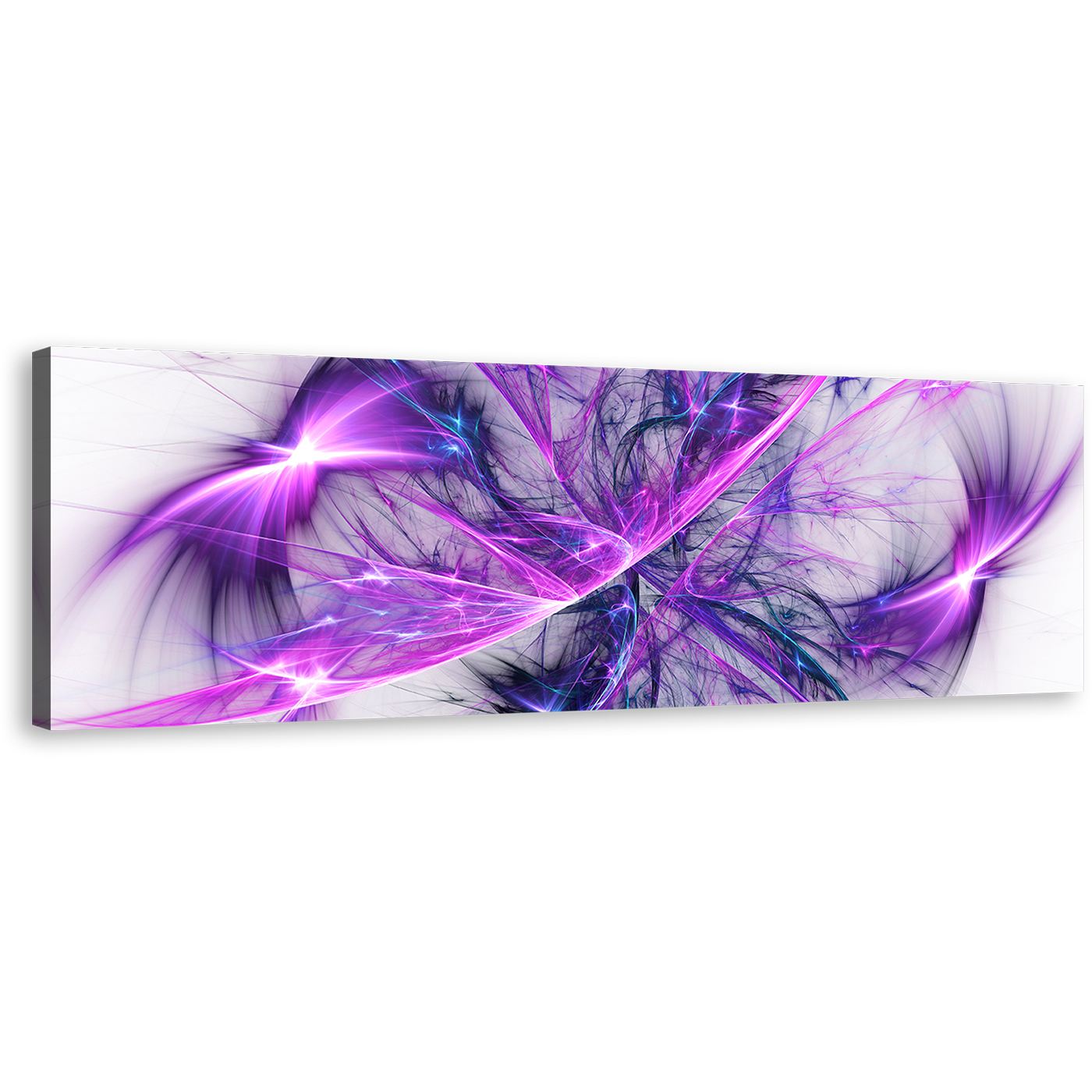 Bright Abstract Canvas Print, Purple Blue 3D Modern Abstract Canvas Wall Art, Elegant Abstract Glow Panoramic Canvas Artwork