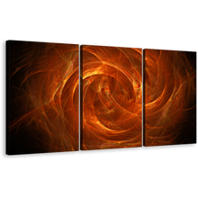 Load image into Gallery viewer, Bright Abstract Canvas Wall Art, Brown Digital Abstract Swirl 3 Piece Canvas Print, Orange Cosmic Energy Multi Canvas
