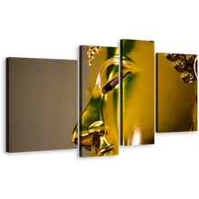 Load image into Gallery viewer, Buddha Face Canvas Wall Art, Statue Close Up Canvas Print, Gold Buddha Mind and Soul Canvas Set, Yellow Peaceful Buddha 4 Piece Canvas
