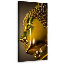 Load image into Gallery viewer, Buddha Meditation Canvas Print, Gold Buddha Mind Soul Canvas Artwork, Yellow Peaceful Buddha Vertical Canvas Wall Art
