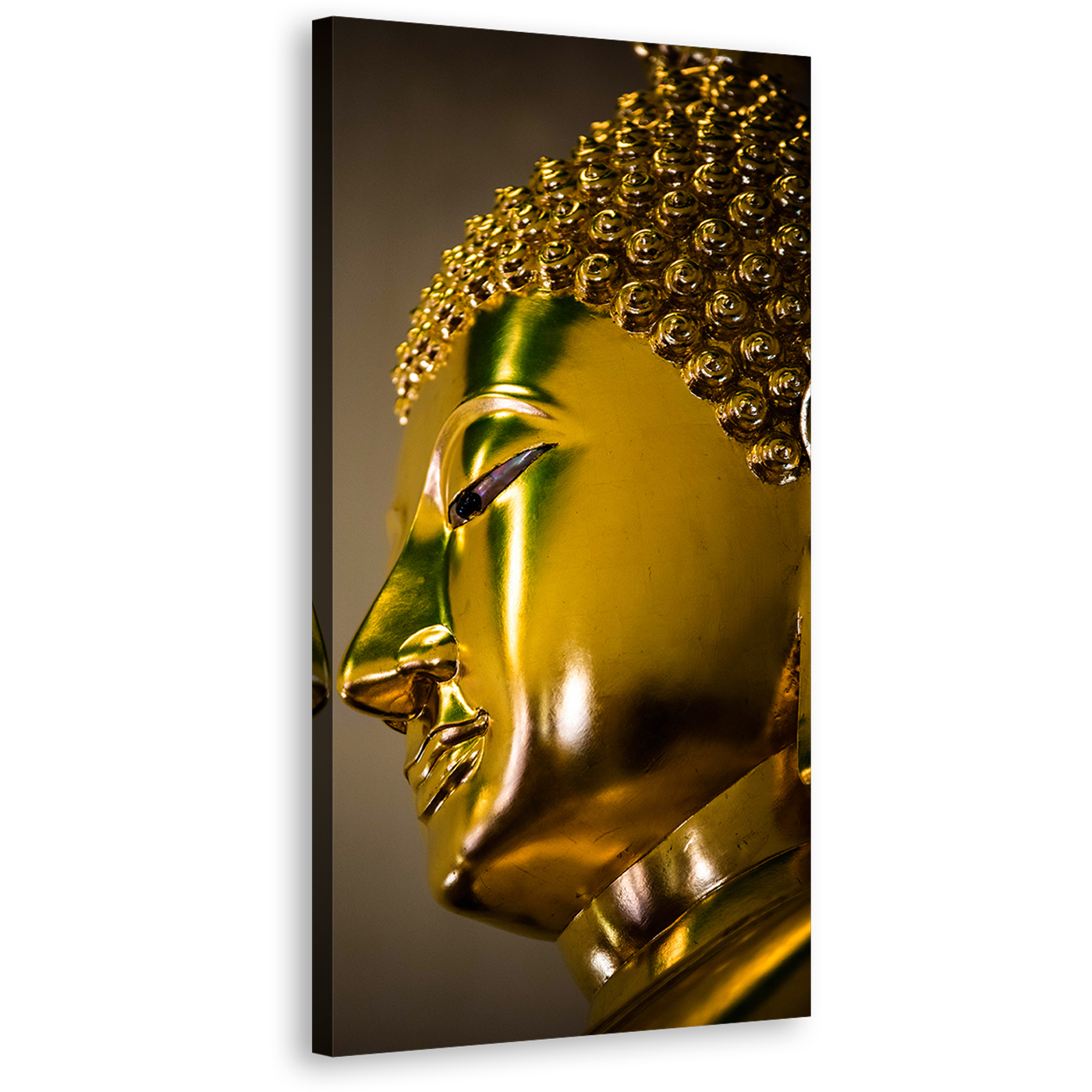 Buddha Meditation Canvas Print, Gold Buddha Mind Soul Canvas Artwork, Yellow Peaceful Buddha Vertical Canvas Wall Art