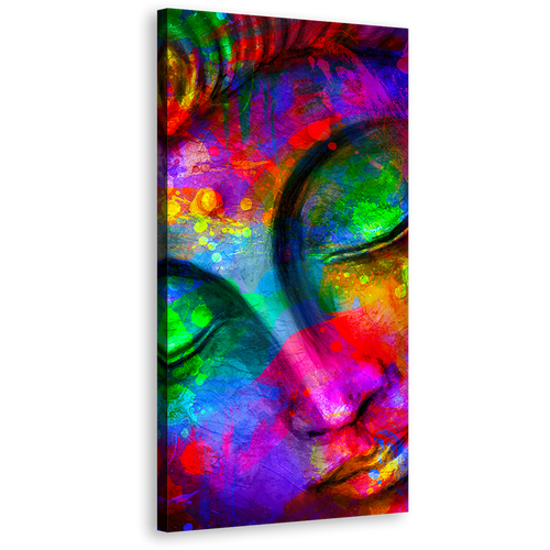 Buddha Meditation Canvas Wall Art, Colorful Buddha Face Canvas Print, Peaceful Buddha 1 Piece Canvas