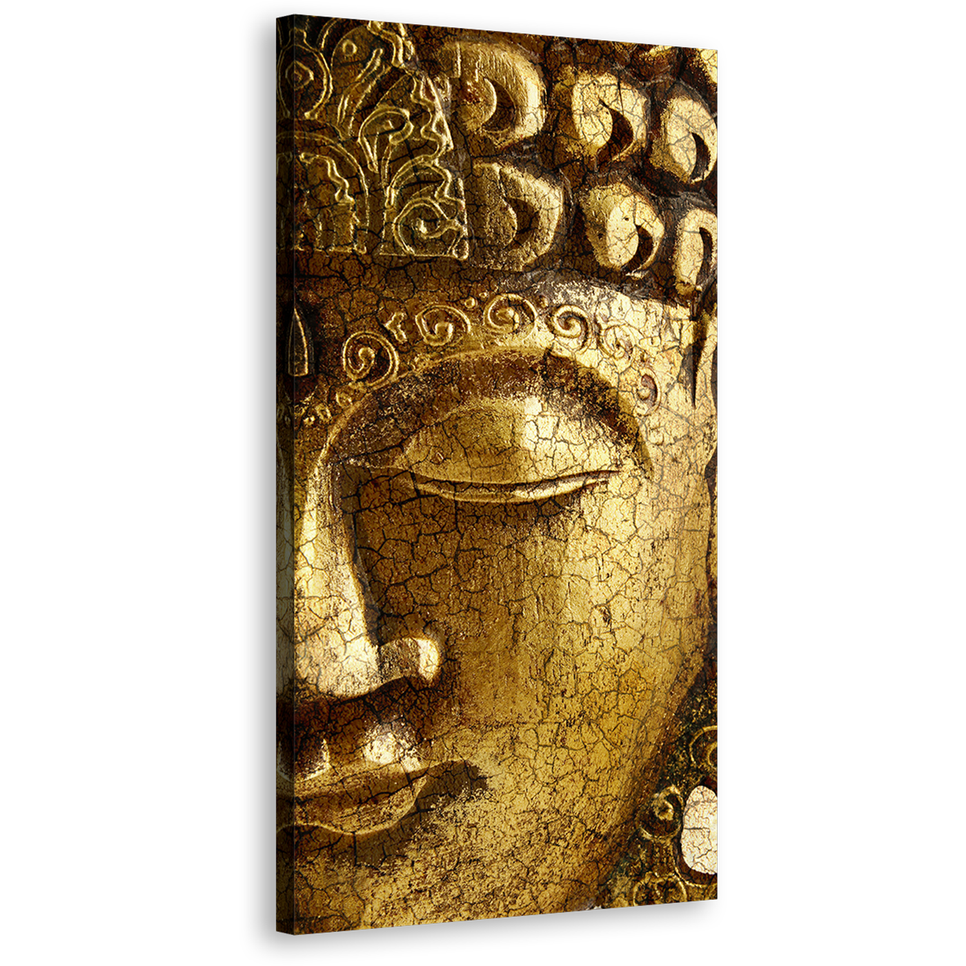 Buddha Meditation Canvas Wall Art, Gold Buddha Mind and Soul Canvas Artwork, Yellow Peaceful Buddha Vertical Canvas Print