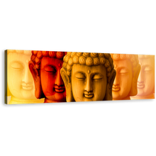 Load image into Gallery viewer, Buddha Shadows Canvas Wall Art, Red Yellow Buddha Faces 1 Piece Canvas Print, Mind Soul Buddha Canvas Artwork
