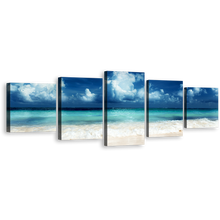 Load image into Gallery viewer, Caribbean Beach Canvas Print, White Sand Ocean Sky 5 Piece Wall Art, Blue Sky Caribbean Sea Canvas Set
