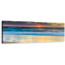 Load image into Gallery viewer, Central Coast Canvas Wall Art, Australia Blue Ocean 1 Piece Canvas Print, Yellow Cloudy Sky Sunset Ocean Canvas Artwork
