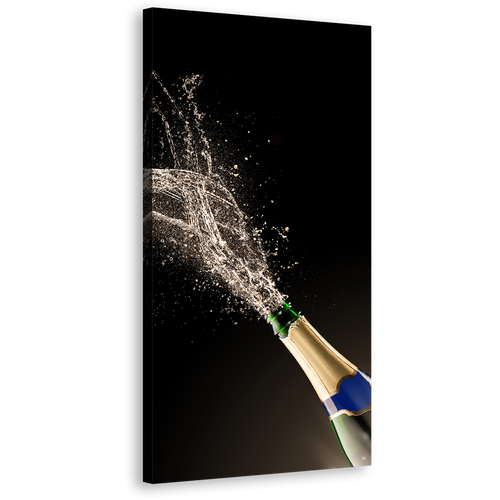 Champagne Exploding Canvas Wall Art, Green Blue Champagne Bottle 1 Piece Canvas Artwork, Champagne Cork Splash Canvas Print