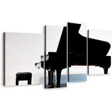 Load image into Gallery viewer, Classical Piano Canvas Wall Art, Black Elegant Piano 4 Piece Canvas Set, White Abstract Musical Piano Canvas Canvas Print
