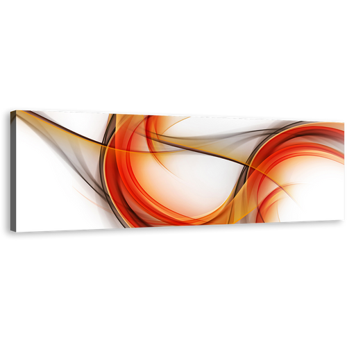 Clean Abstract Canvas Wall Art, Contemporary Modern Abstract Canvas Print, Red Orange Fractal Wave Design 1 Piece Canvas