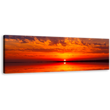 Load image into Gallery viewer, Cloudy Ocean Canvas Wall Art, Ocean Sunset Seascape 1 Piece Canvas Print, Red Sunset Dramatic Ocean Canvas Artwork
