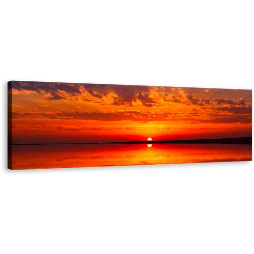 Cloudy Ocean Canvas Wall Art, Ocean Sunset Seascape 1 Piece Canvas Print, Red Sunset Dramatic Ocean Canvas Artwork