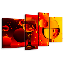 Load image into Gallery viewer, Cocktail Celebration Canvas Wall Art, Yellow Red Cocktail Glasses Canvas Print, Cocktail Party 4 Piece Multi Canvas
