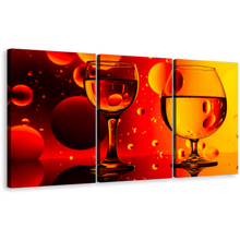 Load image into Gallery viewer, Cocktail Party Canvas Wall Art, Cocktail Celebration Canvas Print, Red Yellow Cocktail Glasses 3 Piece Canvas Set
