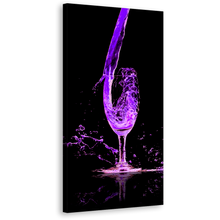 Load image into Gallery viewer, Cocktail Pouring Canvas Wall Art, Isolated Purple Blue Drink Glass Vertical Canvas Print, Cocktail Digital Painting Canvas Artwork
