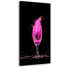 Load image into Gallery viewer, Cocktail Splash Canvas Wall Art, Black Background Strawberry Cocktail Glass 1 Piece Canvas Print, Purple Cocktail Explosion Canvas Artwork
