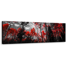 Load image into Gallery viewer, Colorado Forest Canvas Wall Art, Black and White Sky Panoramic Canvas, Red Trees Scenery 1 Piece Canvas Print
