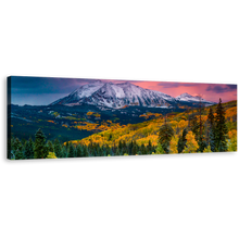 Load image into Gallery viewer, Colorado Landscape Canvas Wall Art, White East Beckwith Mountain 1 Piece Canvas Print, Green Autumn Landscape Canvas Artwork
