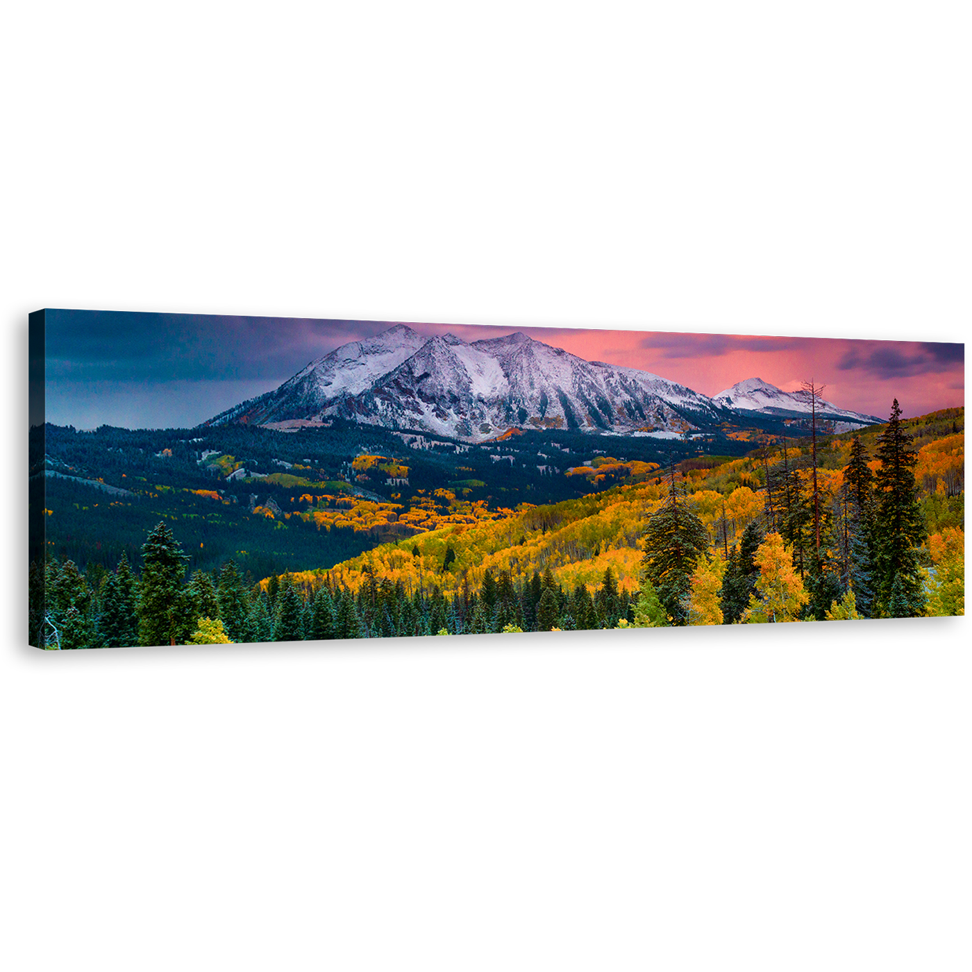 Colorado Landscape Canvas Wall Art, White East Beckwith Mountain 1 Piece Canvas Print, Green Autumn Landscape Canvas Artwork