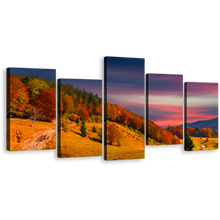 Load image into Gallery viewer, Colorful Autumn Canvas Print, Blue Sky Clouds Scenery Canvas Set, Beautiful Orange Trees Mountains 5 Piece Canvas Wall Art
