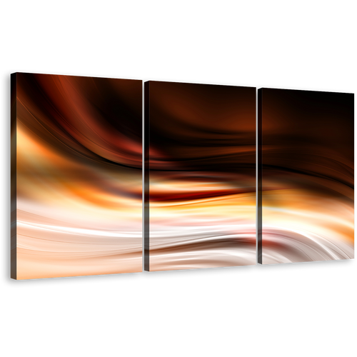 Contemporary Abstract Canvas Print, Digital Oil Painting Canvas Set, Black Orange Elegant Abstract 3 Piece Canvas Wall Art