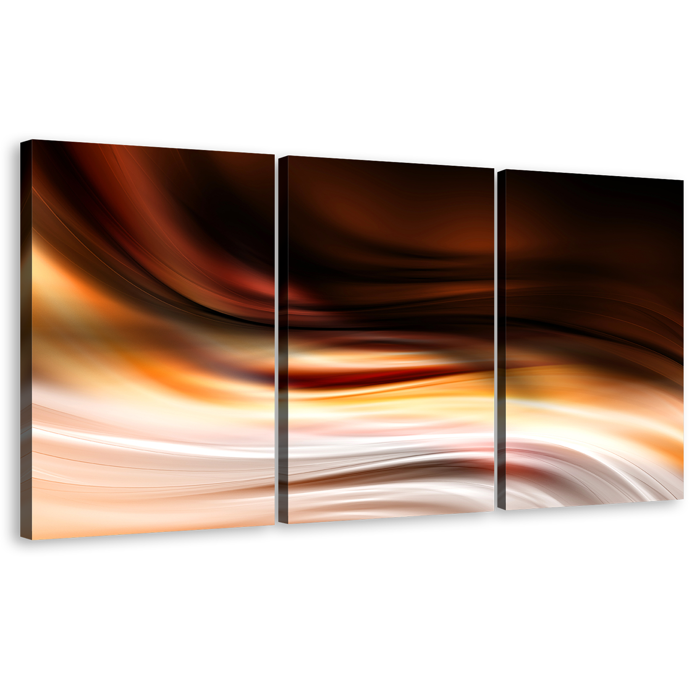 Contemporary Abstract Canvas Print, Digital Oil Painting Canvas Set, Black Orange Elegant Abstract 3 Piece Canvas Wall Art