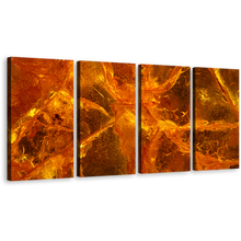 Load image into Gallery viewer, Contemporary Abstract Canvas Print, Orange Brown Amber Stone 4 Piece Canvas Wall Art, Gemstone Close Up Multi Canvas Artwork
