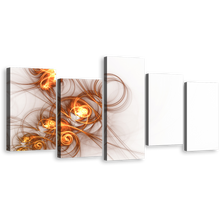 Load image into Gallery viewer, Contemporary Abstract Canvas Wall Art, White Modern Elegant Abstract Canvas Print, Yellow Abstract Fractal 5 Piece Canvas Set
