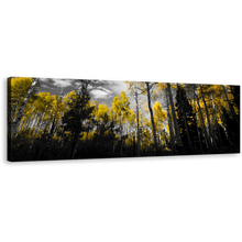 Load image into Gallery viewer, Contemporary Scenery Wall Art, Black Yellow Fall Landscape Canvas Art, Beautiful Dark Sky Forest 1 Piece Canvas Print
