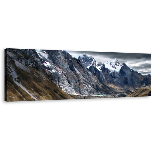 Cordillera Huayhuash Canvas Print, White Snow Ocean Mountains 1 Piece Canvas Art, Grey Huayhuash Trek Wall Art